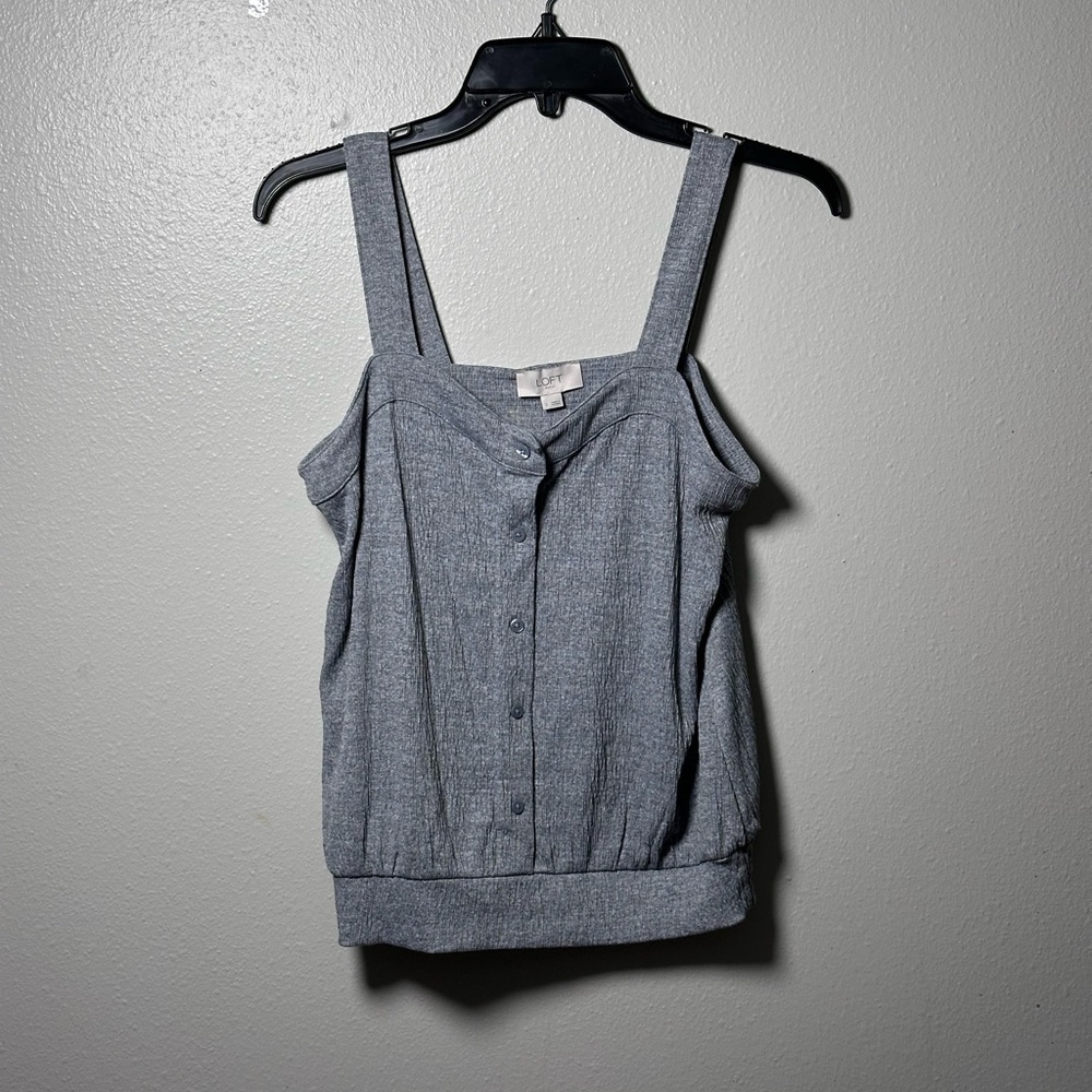 Loft Outlet‎ Women Gray Button Tank Top Size Small